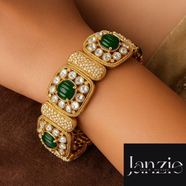 Kundan bracelet natural emerald
