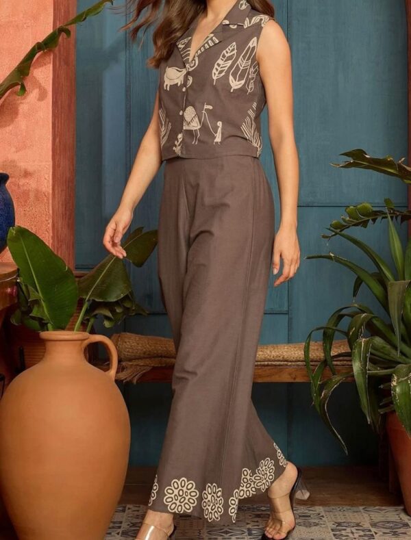 Women’s Printed Sleeveless Top & Wide-Leg Pants Co-Ord Set