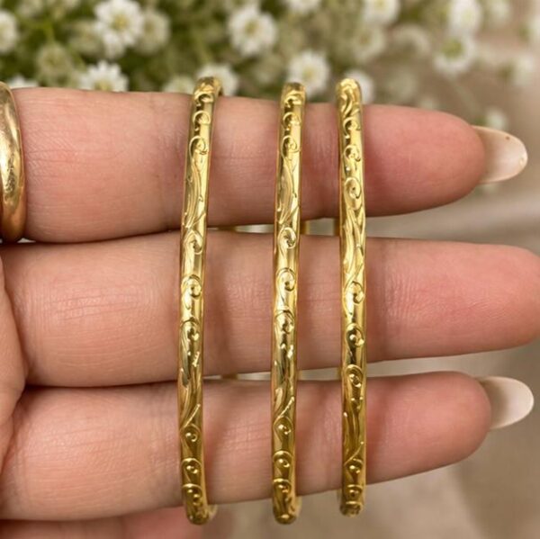 Classic Gold-Tone Engraved Bangle Set
